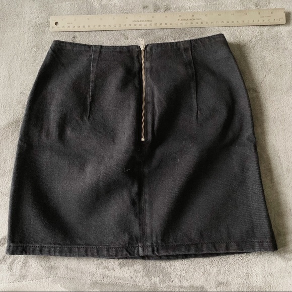 Topshop Black Jean Flower Embroidered Skirt - Picture 3 of 5